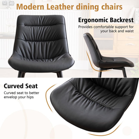 Kidol & Shellder Dining Chairs Set of 2- Mid-Century Armless Chair (Black)