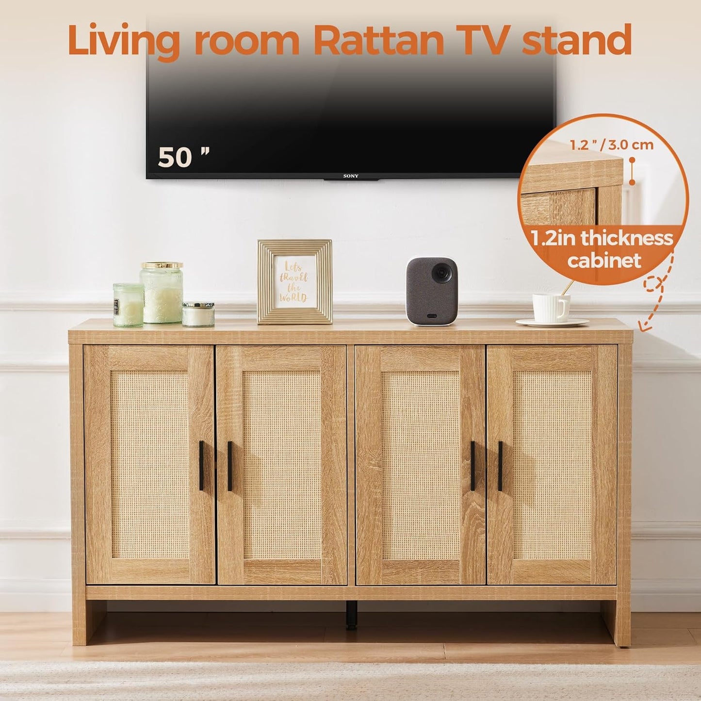 Rattan Buffet Cabinet with Storage