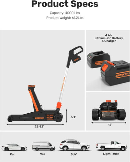 GMax 2-ton electric floor jack is made of low-profile aluminum and steel