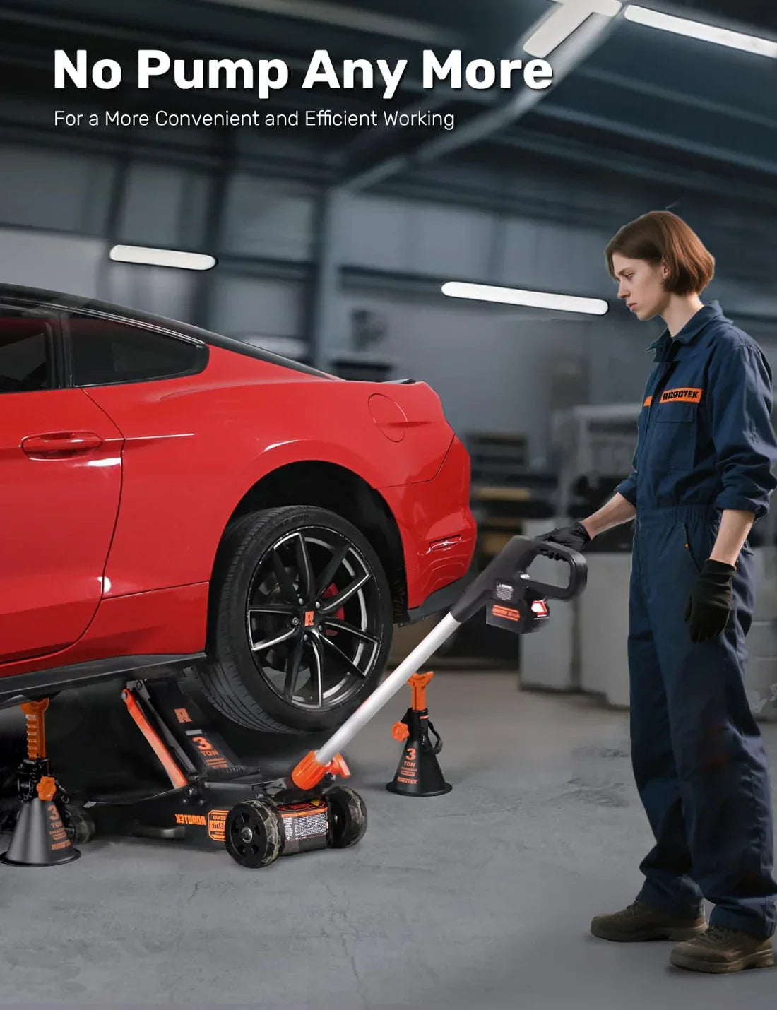 GMax 2-ton electric floor jack is made of low-profile aluminum and steel