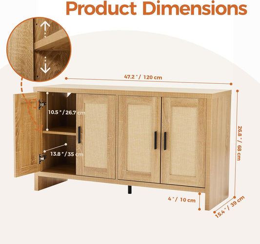 Rattan Buffet Cabinet with Storage