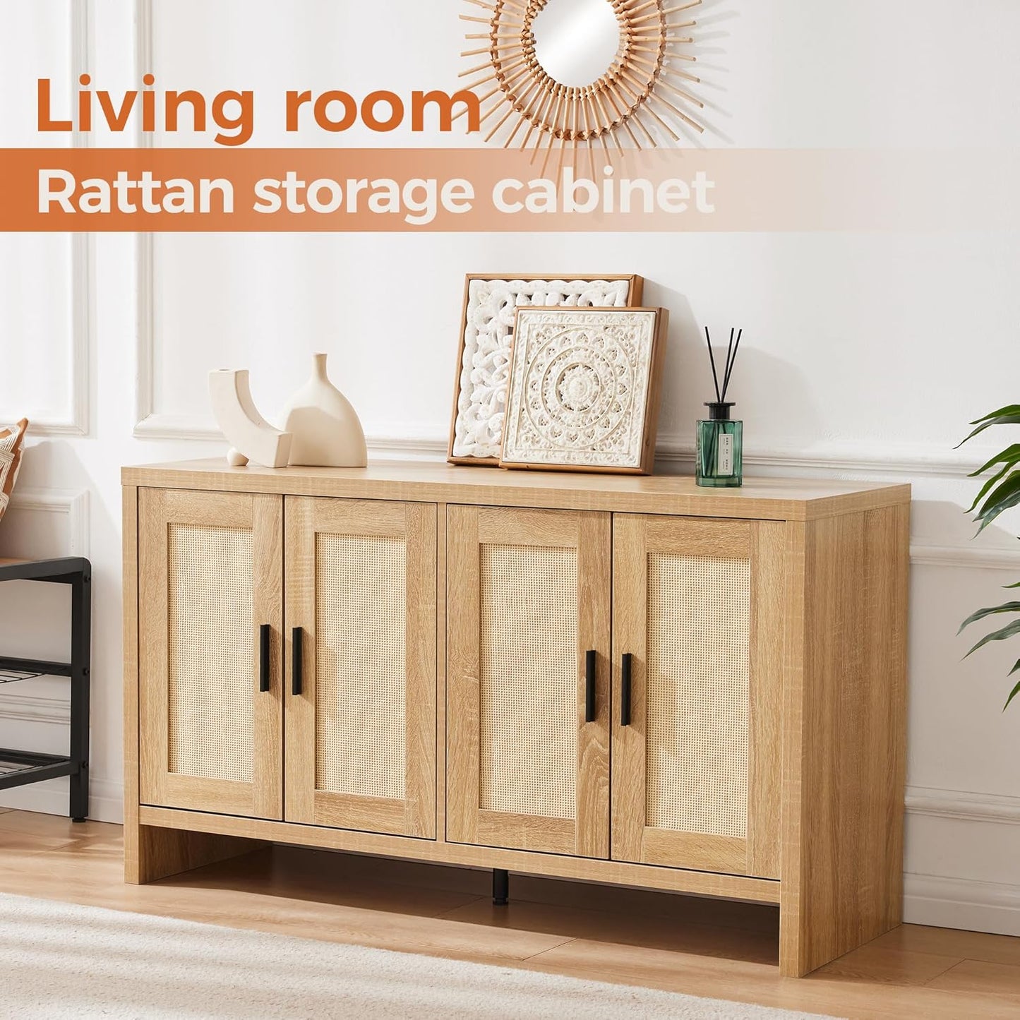 Rattan Buffet Cabinet with Storage
