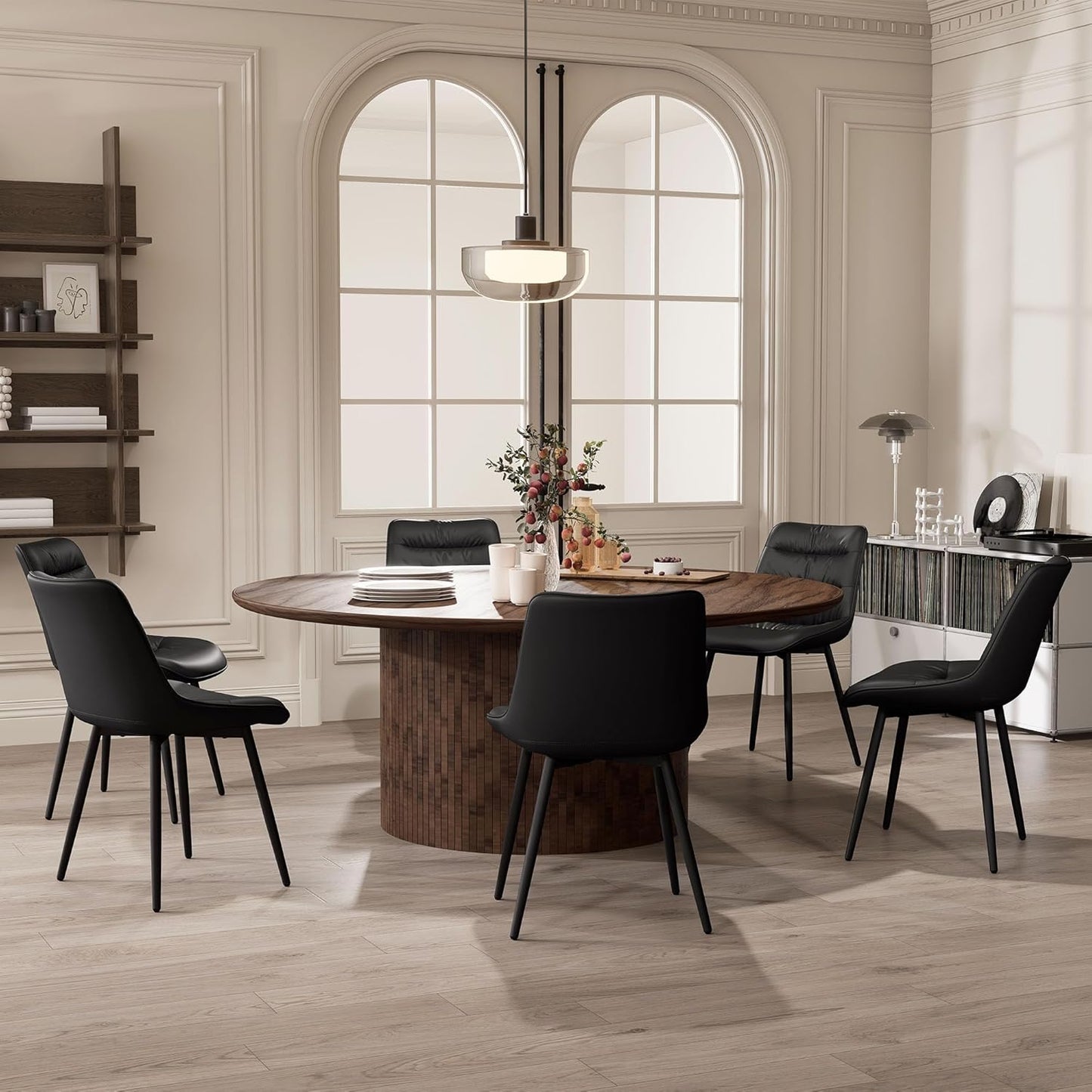 Kidol & Shellder Dining Chairs Set of 2- Mid-Century Armless Chair  (Black)